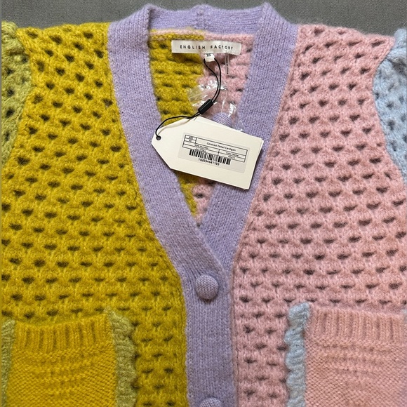 English Factory Pastel Colorblock Sweater Cardigan NWT XS - Picture 6 of 6
